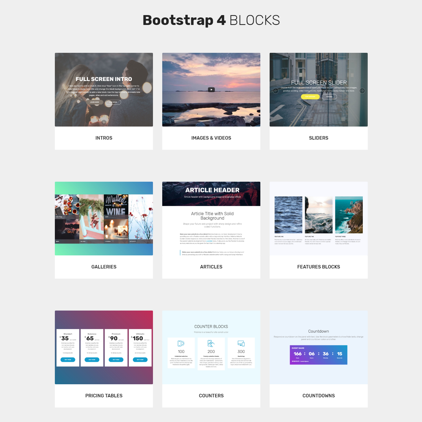 Responsive Bootstrap Blocks Themes