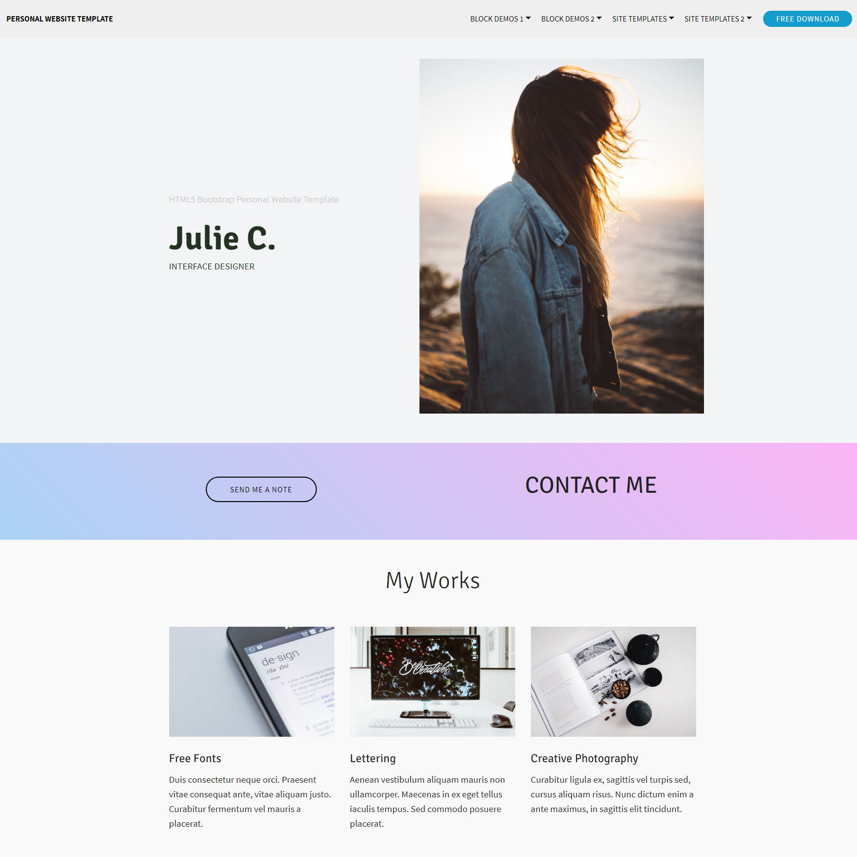 Free Download Bootstrap Personal Website Templates