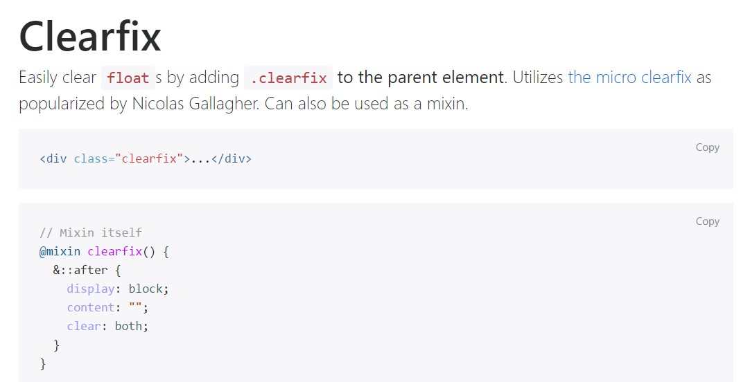 Bootstrap clearfix  authoritative documentation